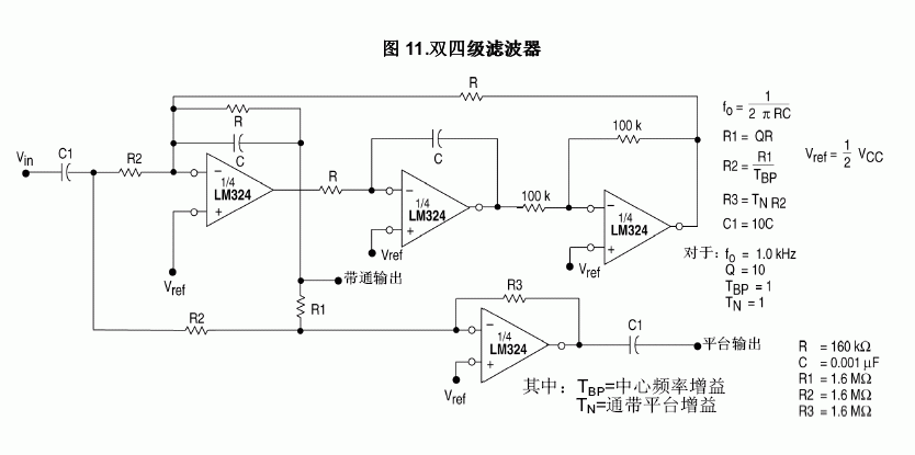 LM324雙四級濾波器