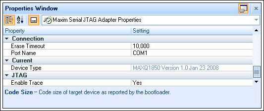 Figure 11. Properties window.