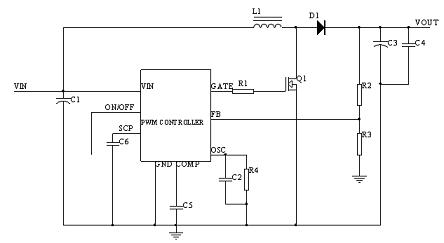 PWM Controller + MOSFET實(shí)現(xiàn)BOOST功能示意圖