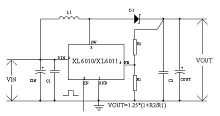 XL6010/XL6011實(shí)現(xiàn)BOOST功能示意圖