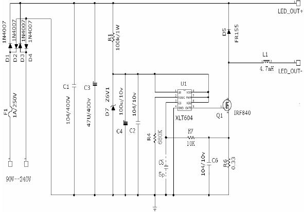 XLT604在交直流輸入中的降壓驅(qū)動電路 