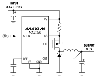 MAX1649，MAX1651：典型工作電路
