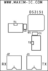 Figure 1-1. DS3151 Single-port, T3/E3 LIU layout—silkscreen top layer.