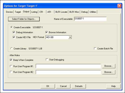 圖4. 工程選項輸出標(biāo)簽設(shè)置