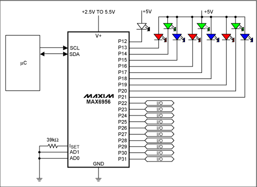 圖1. MAX6956應用電路