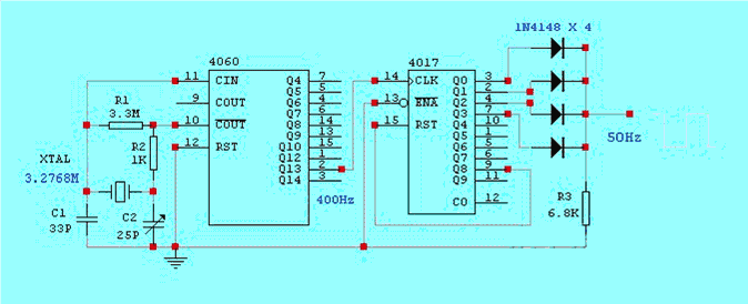50Hz時(shí)基信號(hào)發(fā)生器電路圖