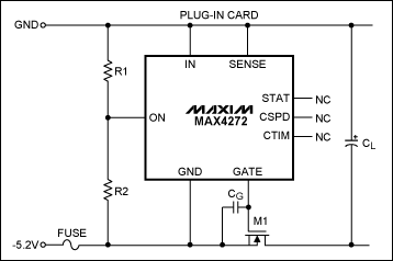 圖3. 單通道負電源熱插拔電路不具備斷路器功能，可調(diào)節(jié)開啟電壓。