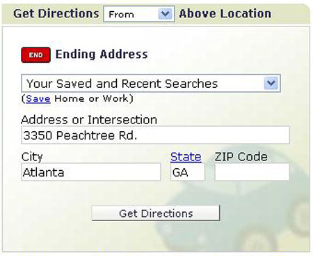 我們的終點地址是“3350 Peachtree Road in Atlanta”（亞特蘭大市桃樹路3350號）——即，博聞網(wǎng)美國總部