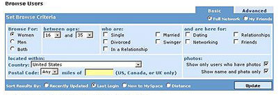瀏覽條件包括性別、年齡和位置。