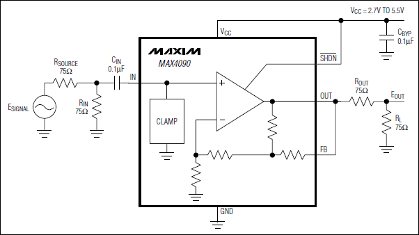 MAX4090:典型工作電路 MAX4090:典型工作電路