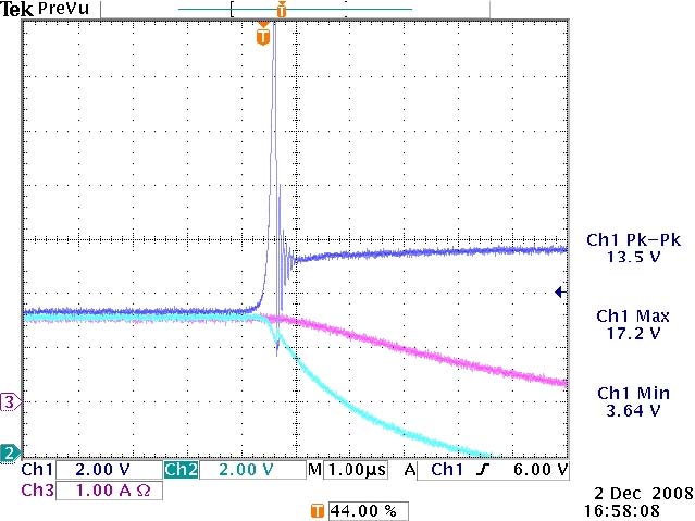 圖8：開關(guān)關(guān)閉時各種電壓變化的測量結(jié)果。