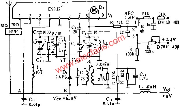 D7335調(diào)頻高頻調(diào)諧器電路的應(yīng)用  m.makelele.cn