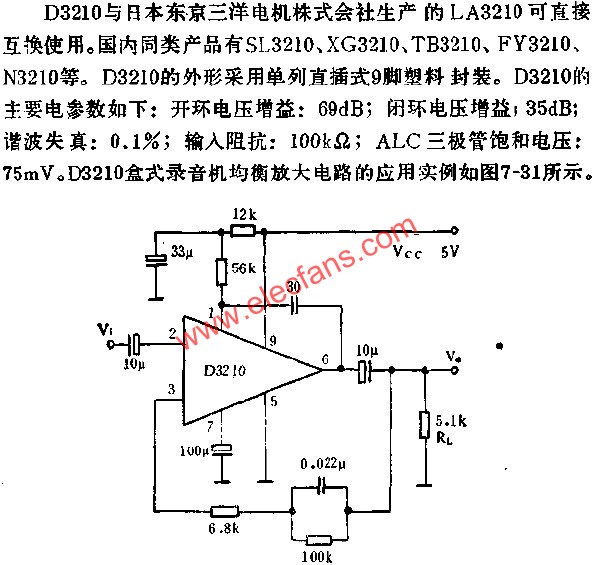 D3210錄音機(jī)均衡放大電路的應(yīng)用  m.makelele.cn