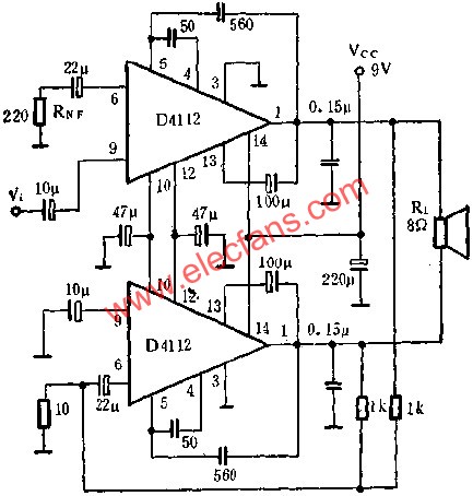 D4112音頻功率放大電路的應用 m.makelele.cn