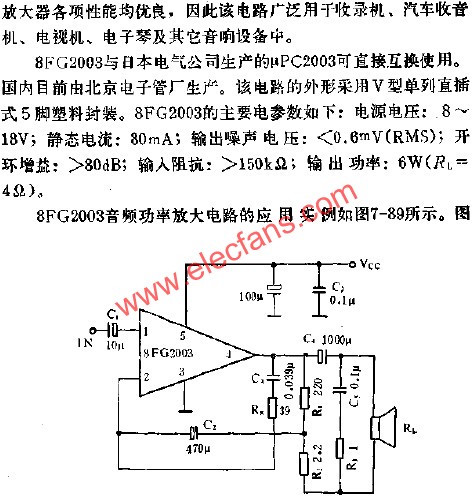 8FG2003音頻功率放大電路的應(yīng)用  m.makelele.cn