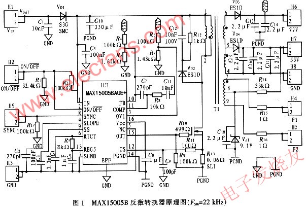 MAX15005B配置為反激架構(gòu) m.makelele.cn