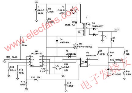 光耦合器的R8連接改善了瞬態(tài)響應(yīng) m.makelele.cn
