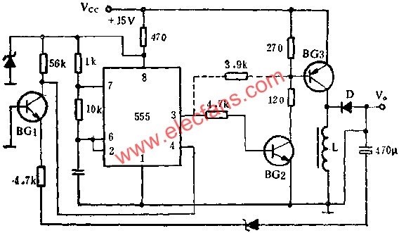 時(shí)基集成電路組成正電源變不同的負(fù)電源電路圖  m.makelele.cn