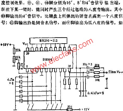 BH501鋼琴包絡(luò)門電路的應(yīng)用電路圖  m.makelele.cn