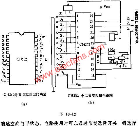CH232十二節(jié)奏發(fā)生器電路的應(yīng)用電路圖  m.makelele.cn