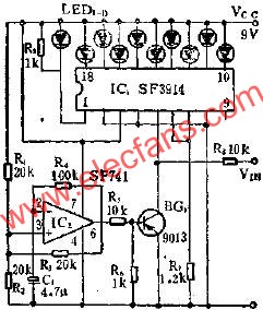 省電閃光點(diǎn)圖指示器的應(yīng)用電路圖  m.makelele.cn