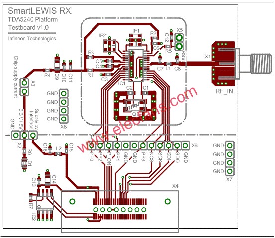 圖14.TDA5225評估板元件布局圖  m.makelele.cn
