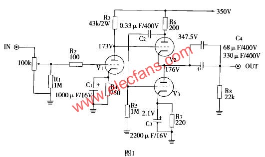 6N1自制OTL耳機(jī)放大器原理電路圖  m.makelele.cn