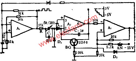 運(yùn)算放大器組成階梯波發(fā)生器電路圖  m.makelele.cn
