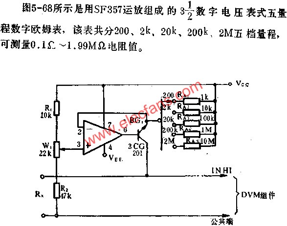 DVM五量程歐姆表電路圖  m.makelele.cn