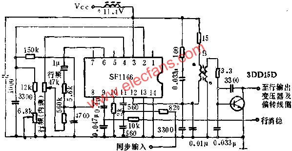SF1166行掃描電路的應(yīng)用電路圖  m.makelele.cn