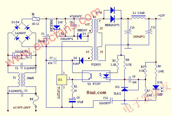 TOP系列電源制作原理圖 m.makelele.cn