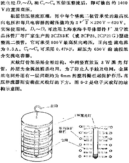 電子滅蚊燈結構示意圖
