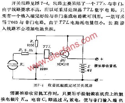 收音機(jī)觸摸定時(shí)開關(guān)電路  m.makelele.cn