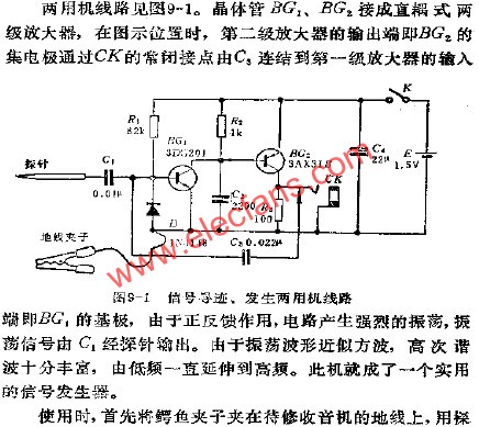 信號尋跡、發(fā)生兩用機(jī)電路圖  m.makelele.cn