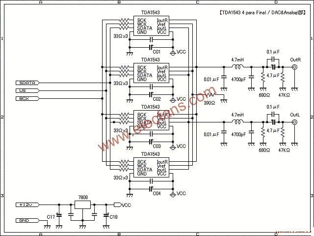 TDA1543數(shù)模變換器的特性   m.makelele.cn