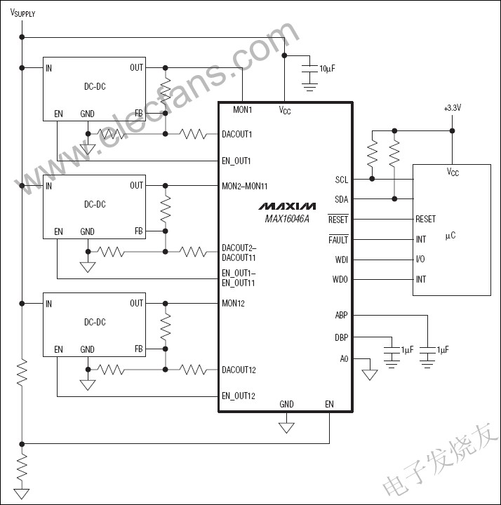 MAX16046A/MAX16048A EEPROM可配置系統(tǒng)管理器 m.makelele.cn