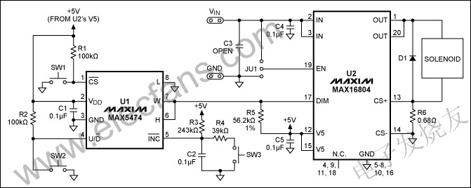 數(shù)字驅動電路提供了一個比例電磁鐵驅動器 m.makelele.cn