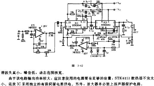 STK3048和STK6153組合的高品質(zhì)功放電路原理圖
