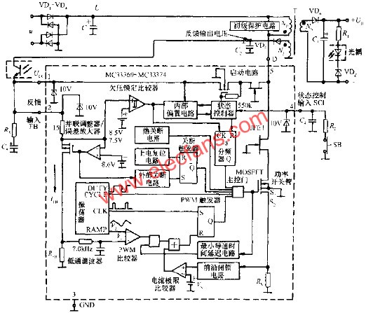 MC33370系列產(chǎn)品的內(nèi)部框圖  m.makelele.cn