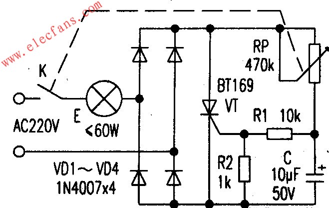 臺(tái)燈調(diào)光電路
