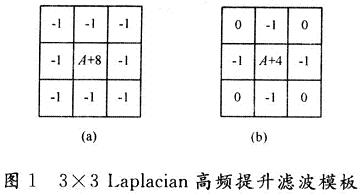 實現(xiàn)Laplacian高通提升濾波的模板