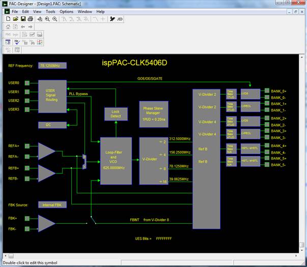 圖2：PAC-Designer 5.2中顯示的萊迪思ispClock5406D框圖。