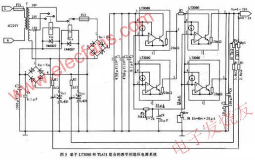  基于LT3080和TL431組合的教學(xué)用穩(wěn)壓電源系統(tǒng) m.makelele.cn