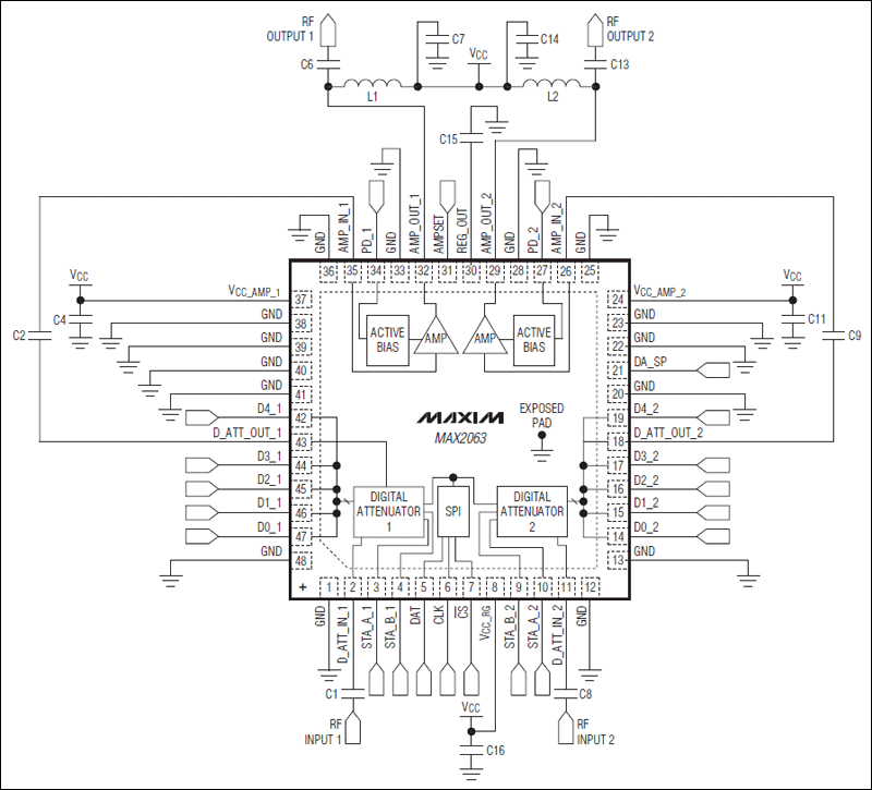 MAX2063:典型應(yīng)用電路 MAX2063:典型應(yīng)用電路
