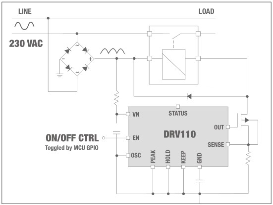 圖3 利用DRV110和延遲實現線路斷開