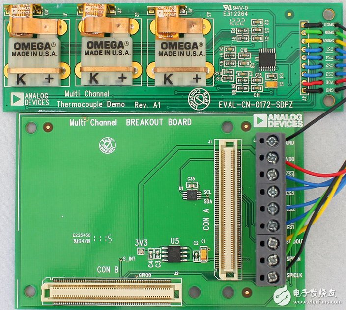 3通道熱電偶溫度測量系統(tǒng)，精度為0.25℃電路圖 