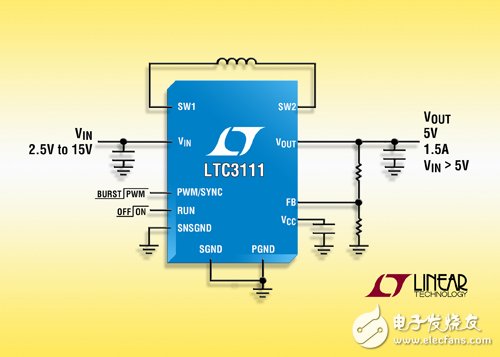 1.5A、15V 同步降壓-升壓型 DC/DC 轉(zhuǎn)換器提供延長(zhǎng)的電池運(yùn)行時(shí)間