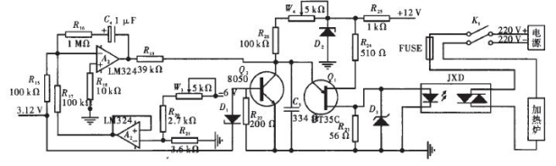 比例積分、電壓比較、移相觸發(fā)及超溫保護電路