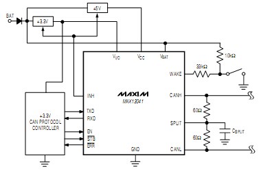 MAX13041：具有±80V故障保護(hù)，休眠模式CAN收發(fā)器