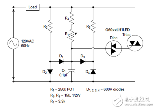 非常簡(jiǎn)潔的LED吸頂泛光燈TRIAC調(diào)光電路